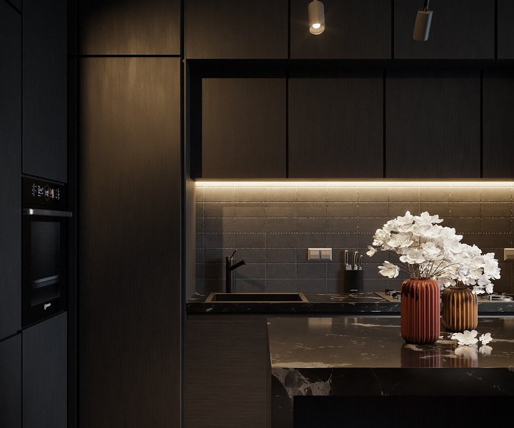 black kitchen lighting