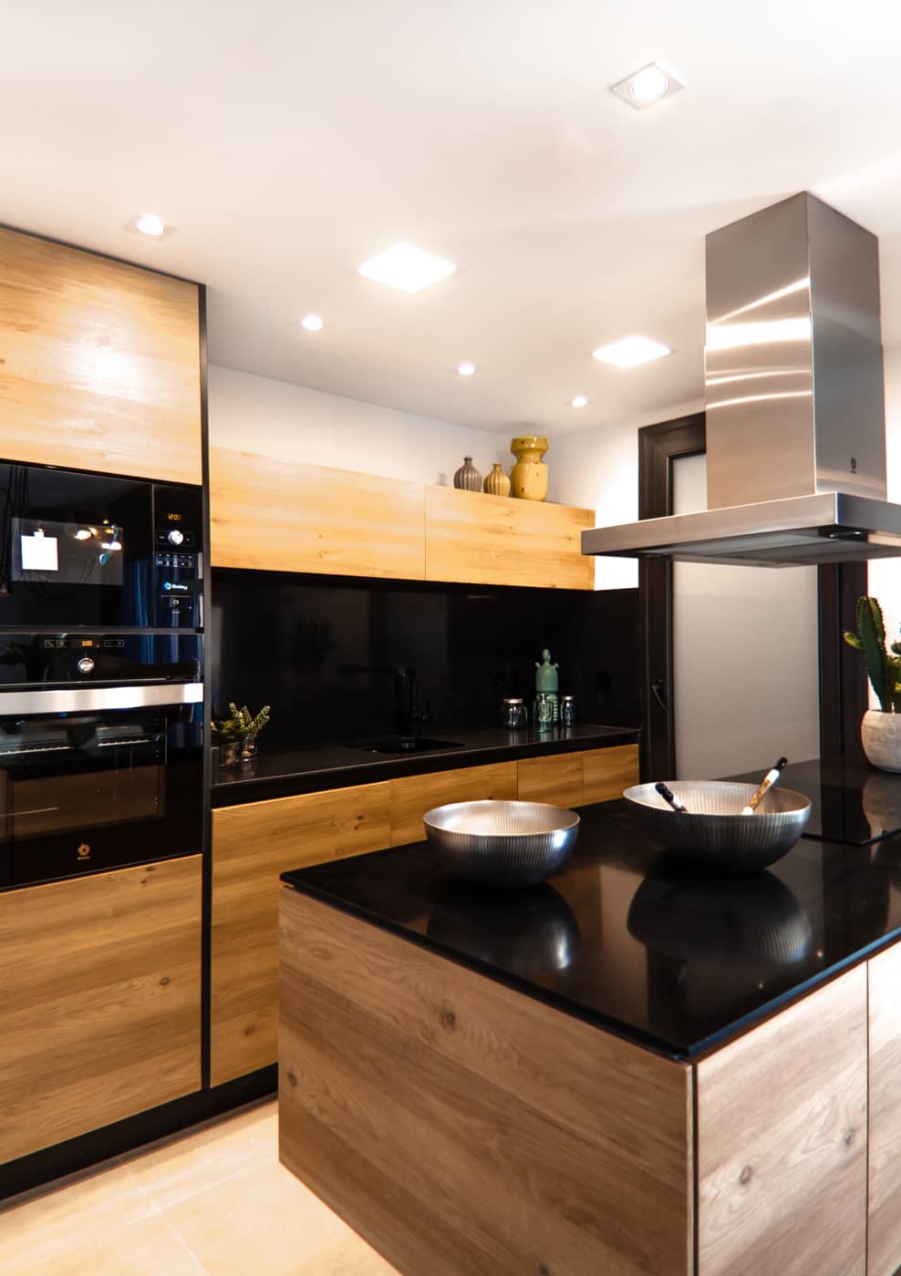 brown kitchen lighting